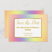 PASTEL RAINBOW BEWAREN DE DATUM RSVP KAARTJE (Voorkant / Achterkant)