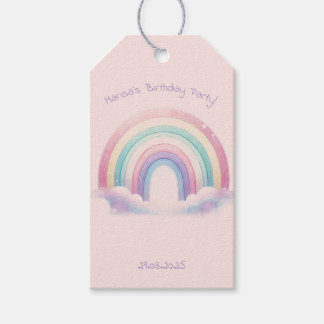 Pastel Rainbow Birthday Party Gift Tag Cadeaulabel