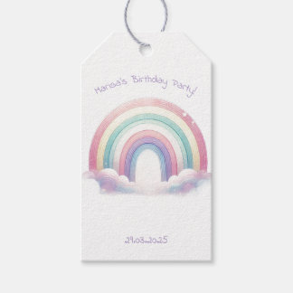 Pastel Rainbow Birthday Party Gift Tag Cadeaulabel