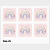 Pastel Rainbow Birthday Party Square Stickers (Vel)