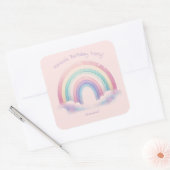 Pastel Rainbow Birthday Party Square Stickers (Envelop)