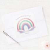 Pastel Rainbow Birthday Party Square Stickers (Envelop)