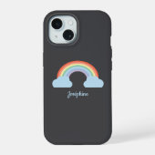 Pastel Rainbow Black iPhone 15 Case (Achterkant)