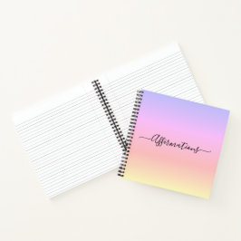 Pastel Rainbow & Black Typografie Affirmaties Notitieboek