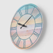 Pastel Rainbow Blauwgroen Romeinse cijfers Grote Klok (Hoek)