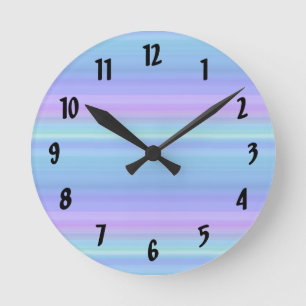 Pastel Rainbow Blue Paars Green Clock Ronde Klok