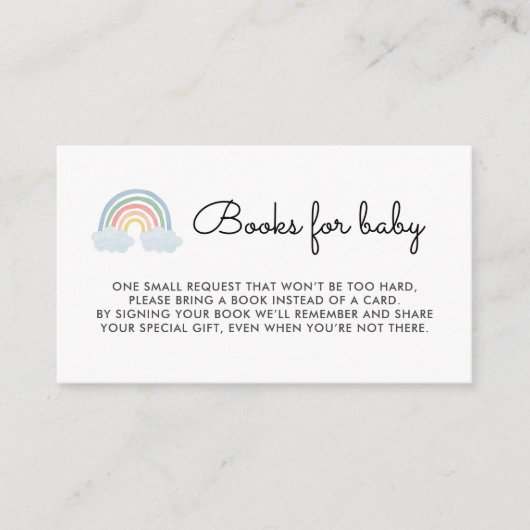 Pastel Rainbow Boy Baby shower Boeken Invoegen Informatiekaartje (Voorkant)