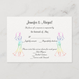 Pastel Rainbow Bride Weduwkaart RSVP Kaartje