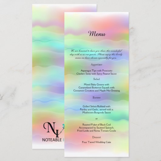 Pastel Rainbow Brides Wedding Menu (Voorkant / Achterkant)