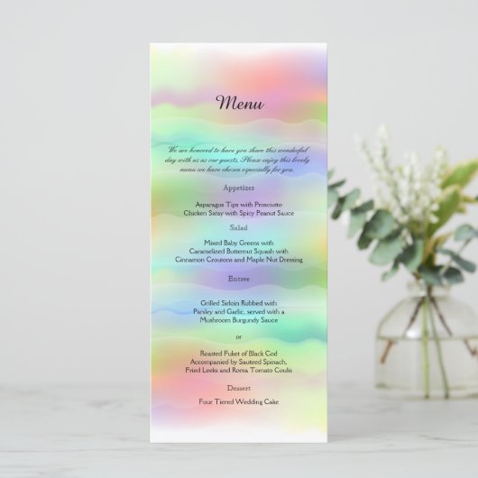 Pastel Rainbow Brides Wedding Menu (Staand voorkant)