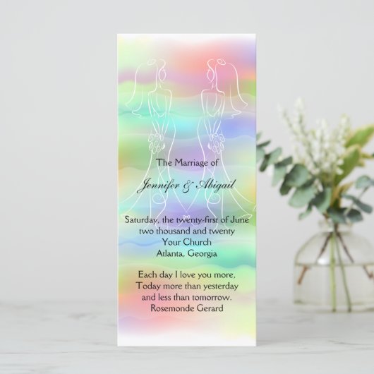Pastel Rainbow Brides Wedding Programma Programmakaart (Staand voorkant)