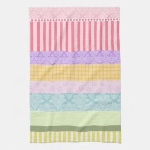 Pastel Rainbow Brocade Stripe Pset Swirl Towel Theedoek