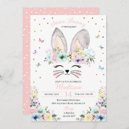 Pastel Rainbow Bunny Ears Flower Crothday Kaart