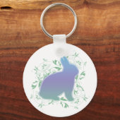 Pastel Rainbow Bunny & Swirls Sleutelhanger (Voorkant)