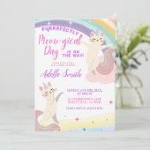 Pastel Rainbow Cat Unicorn Baby shower Kaart (Staand voorkant)