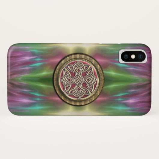 Pastel Rainbow Celtic Dara Knot iPhone X Hoesje (Achterkant (horizontaal))