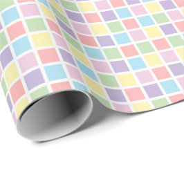 Pastel Rainbow Checkered Squares,Birthday, Baby Cadeaupapier