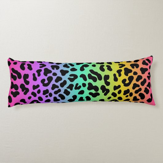 Pastel Rainbow Cheetah Print Lichaamskussen (Achterkant)