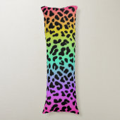 Pastel Rainbow Cheetah Print Lichaamskussen (Voorkant Verticaal)