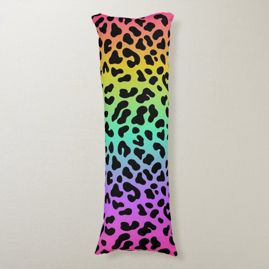 Pastel Rainbow Cheetah Print Lichaamskussen (Voorkant Verticaal)