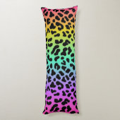 Pastel Rainbow Cheetah Print Lichaamskussen (Achterkant (Verticaal))