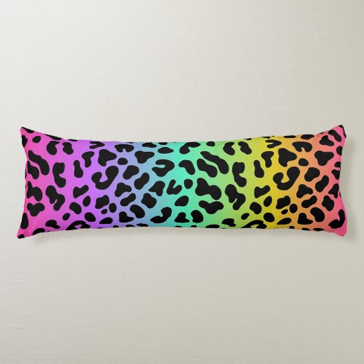 Pastel Rainbow Cheetah Print Lichaamskussen (Voorkant)