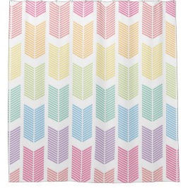 Pastel Rainbow Chevron Arrows Douchegordijn