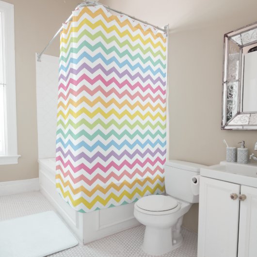 Pastel Rainbow Chevron Douchegordijn (In situ)