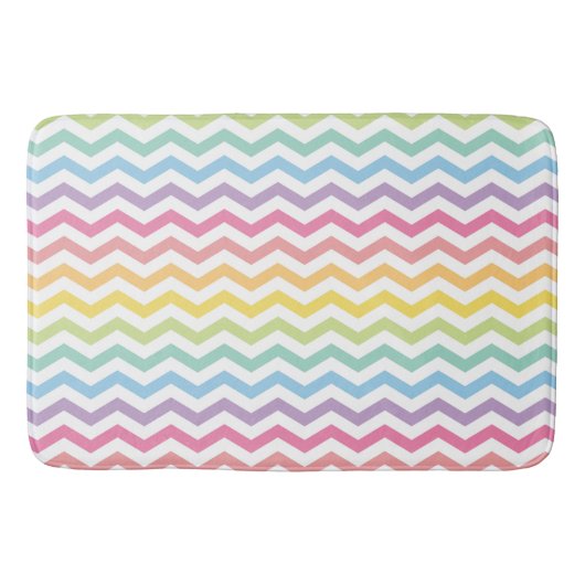 Pastel Rainbow Chevron Pattern Badmat (Voorkant)
