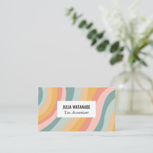 Pastel Rainbow Chic Minimalistische Strepen Sociaa Visitekaartje (Staand voorkant)