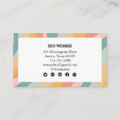 Pastel Rainbow Chic Minimalistische Strepen Sociaa Visitekaartje (Achterkant)
