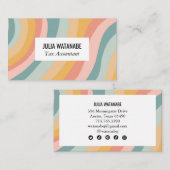 Pastel Rainbow Chic Minimalistische Strepen Sociaa Visitekaartje (Voorkant / Achterkant)