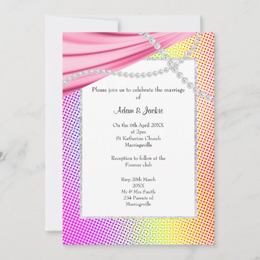 PASTEL RAINBOW CIRCUS WEDING KAART (Voorkant)