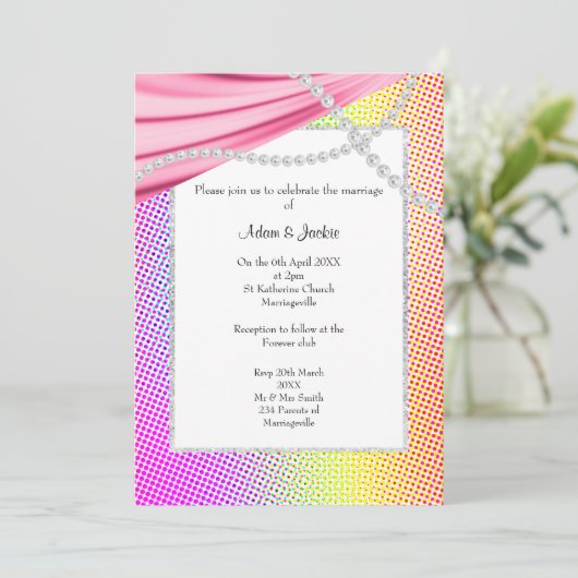 PASTEL RAINBOW CIRCUS WEDING KAART (Staand voorkant)