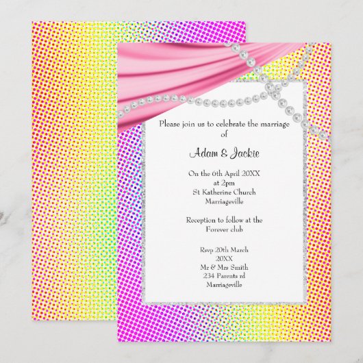PASTEL RAINBOW CIRCUS WEDING KAART (Voorkant / Achterkant)