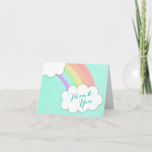 Pastel Rainbow Cloud Baby shower Dank u wel Bedankkaart