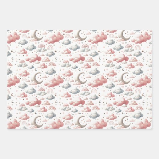 Pastel Rainbow & Cloud Celestial Baby Gift  Inpakpapier Vel (Voorkant 3)