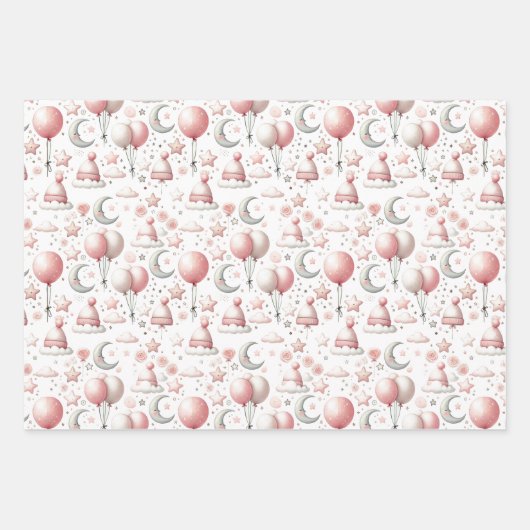 Pastel Rainbow & Cloud Celestial Baby Gift  Inpakpapier Vel (Voorkant)