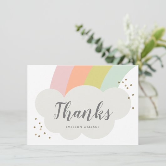 Pastel Rainbow Cloud Kids Birthday Hartelijk dank Kaart (Staand voorkant)