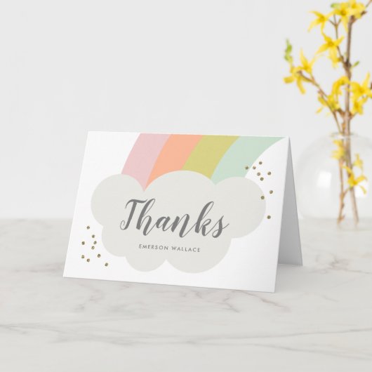 Pastel Rainbow Cloud Kinder Hartelijk dank Kaart (Gele Bloem)