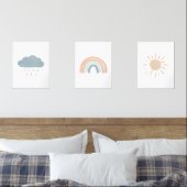 Pastel Rainbow Cloud Sun Meisje Kinderkamer Decor Muurkunst Sets (Slaapkamer)