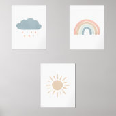 Pastel Rainbow Cloud Sun Meisje Kinderkamer Decor Muurkunst Sets (Voorkant)