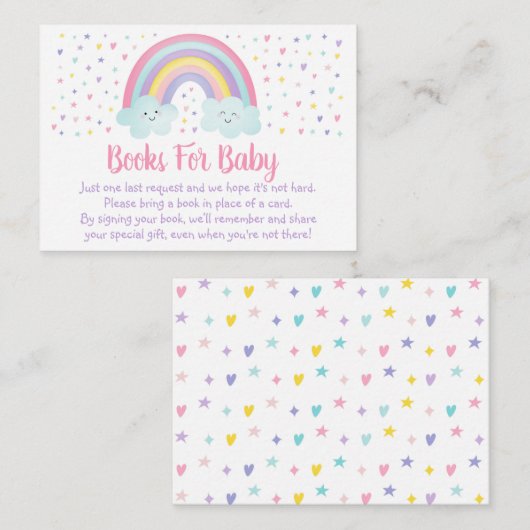 Pastel Rainbow Clouds Baby shower Boek Verzoek Informatiekaartje (Voorkant / Achterkant)