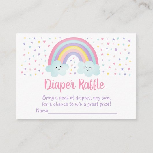 Pastel Rainbow Clouds Baby shower Diaper Raffle Informatiekaartje (Voorkant)