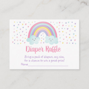 Pastel Rainbow Clouds Baby shower Diaper Raffle Informatiekaartje