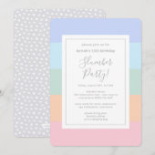 Pastel Rainbow Color Block Slumber Party Birthday Kaart (Voorkant / Achterkant)