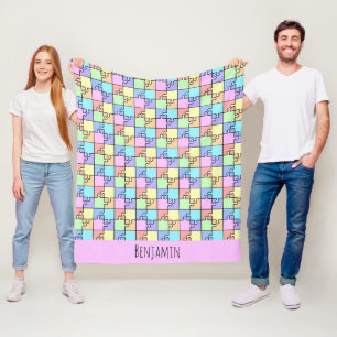 Pastel Rainbow Color Puzzel Geometrische naam Fleece Deken