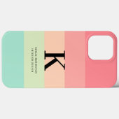 Pastel Rainbow Colorblock Streep Roze Monogram op Case-Mate iPhone Case (Achterkant (horizontaal))