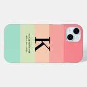 Pastel Rainbow Colorblock Streep Roze Monogram op Case-Mate iPhone Case (Achterkant (horizontaal))