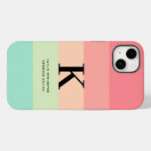 Pastel Rainbow Colorblock Streep Roze Monogram op Case-Mate iPhone Case (Achterkant (horizontaal))